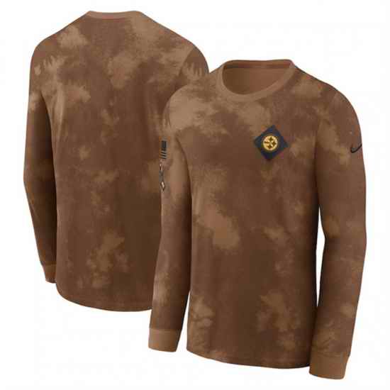 Men Pittsburgh Steelers Brown 2023 Salute To Service Long Sleeve T Shirt